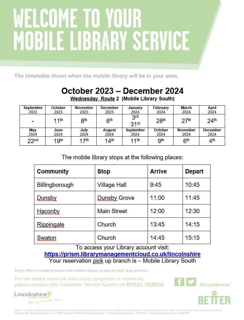 Mobile library wednesday route 2